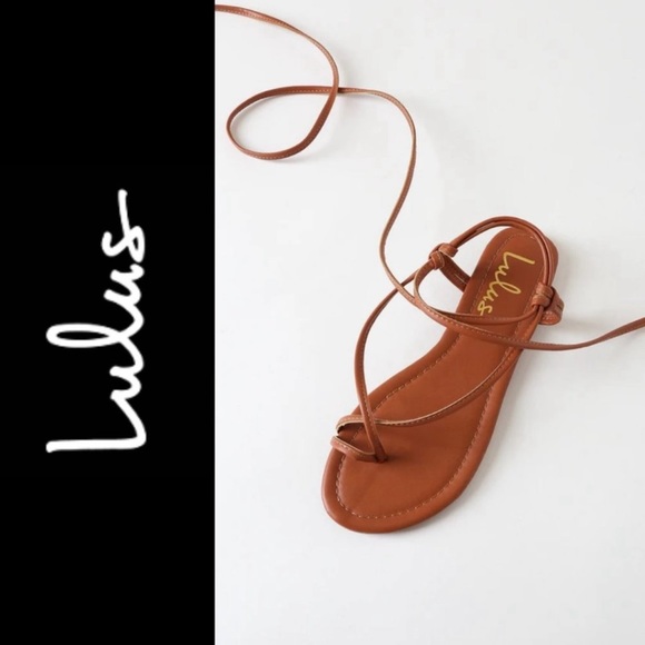 Lulus Shoes Nib Lulus Micah Tan Laceup Flat Sandals 55 Poshmark